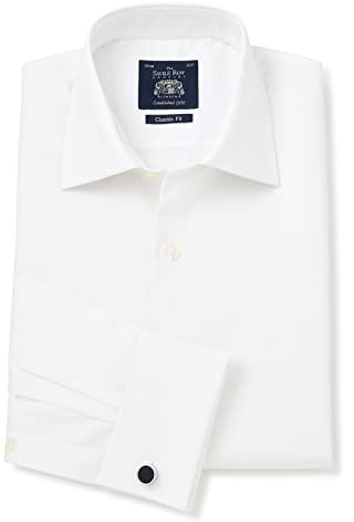 Men's Classic Fit Marcella Bib White Evening Shirt, 16.5