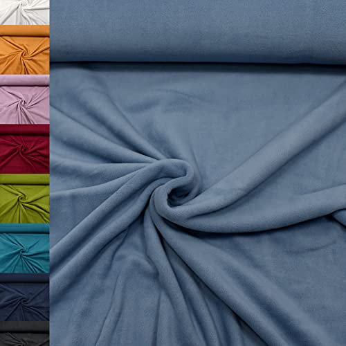 MAGAM-Stoffe Lisa Micro-Fleece Stoff uni Antipilling Meterware 50cm (14. Rauchblau)