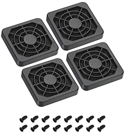 PATIKIL 40mm Cooling Fan Filter with Screw, 4 Pack ABS Ventilator Grill Protector Guard for Fan Protective Cover DIY, Black