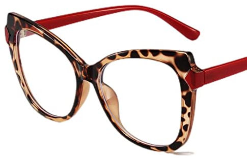 ASZO Mode Persönlichkeit Marke Cat Eye Brillengestell Damen Damen Luxus Designer-Leopard klar rot
