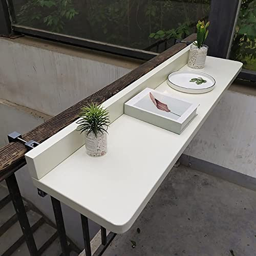 FOGLO Klappbar Wandtisch Balkontisch,Outdoor-Tisch Balkontisch Zum Einhängen,Verstellbarer Küchentisch Balkon Hängetisch Mit Geländer,Wetterfest Esstisch Beistelltisch Für Terrasse,Garten,120×28cm