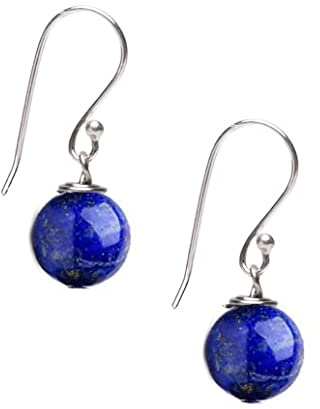 Frauen Handgefertigte Natürliche Edelstein Sterling Silber Baumeln Ohrringe 10mm Ball Perlen Ohrringe | Geschenk für Frauen, Mädchen