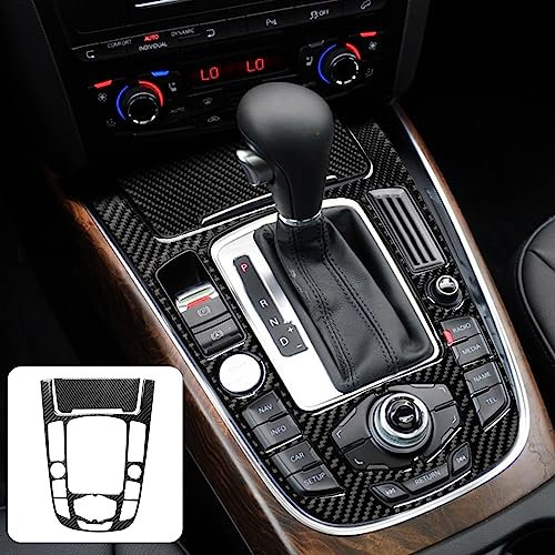 Ysislybin Auto Kohlefaser Schaltknauf Schalthebel Cover Trim, Auto Carbon Aufkleber,Carbon Fiber Car Center Console Schalthebel Abdeckung Kompatibel mit A4 A5 S4 S5 Q5 RS4 RS5 Zubehör