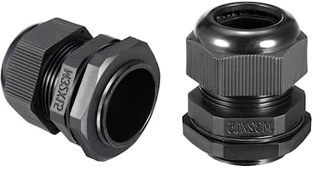 Waterproof Cable Glands - Black Nylon Compression Cable Gland with Locking Nut Waterproof IP68 (Pack of 2 - M32 - Suitable for 18mm-25mm Cables)