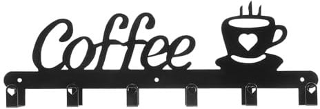 NIZEAMI Coffee Mug Holder Wall Mounted 6 Hooks Cup Holder Mug Storage Metal Coffee Sign Cup Display Hanger Decor for Restaurant Coffee Shop Bar Kitchen Office