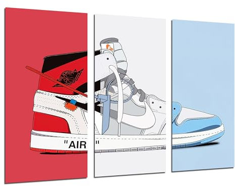 Cuadros Cámara Set di 3 poster decorativi da parete, Decorazione Salotto Moderno, Camere da Letto, Stanza, scarpe Nike Air Jordan, (97 x 62 cm), rif. PST27462