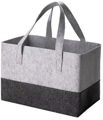 1 Stück Filz Shopper Einkaufstasche Groß, Faltbar Holzkorb aminholztasche faltbare Tragetasche Einkaufstasche Filzkorb Brennholz zur Aufbewahrung 38 x 25x25cm