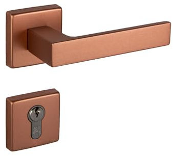 Gedotec Türgriff Zimmertür Drückergarnitur Aluminium | 1 Set Türklinke eckig Türdrücker-Garnitur Zimmertür | PZ - Zylinder | PUSH 1317 | Antik Bronze Kupfer matt | Türbeschläge Vintage für Innentüren