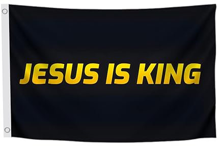 Jesus is King Flagge mit 2 Messingösen, Wanddekoration für Schlafzimmer, religiöse, coole Flaggen, Banner für Zimmer, Jungs, Studentenwohnheim, christliche Flaggen für drinnen oder draußen, 90 x 150