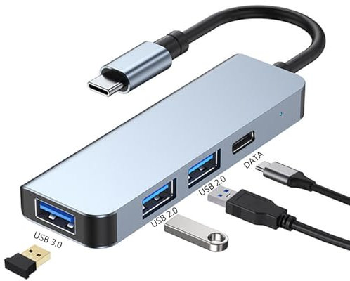 USB-C Hub for MacBook Pro/Air, 4 in 1 Super Speed USB Type C to USB Multiport Adapter with 3*USB-A Ports and 1 USB C Data/PD Port for MacBook Pro/Air, iMac, Dell XPS, Lenovo Thinkpad