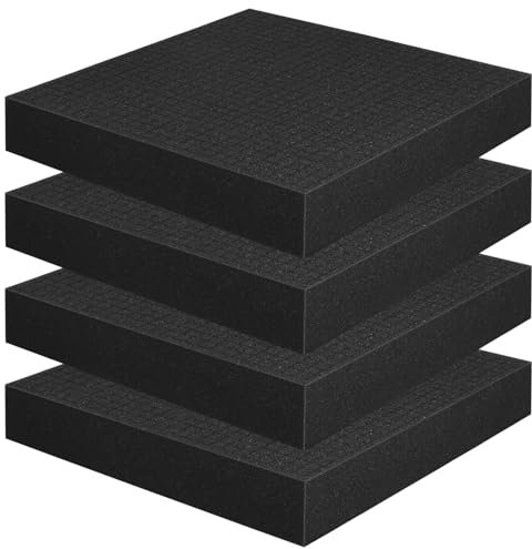 SUPAWAY Set of 4 Grid Foam Insert Cube Foam 300 x 300 x 53 mm Tool Box Camera Case Foam Case Insert Tabletop Miniatures as Tool Insert for Cutting Yourself