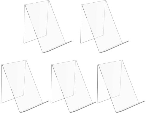 FOGAWA 5pcs présentoir de livres transparents, serre livre transparent, Présentoirs Chevalets peut être utilisé au bureau, à l'école, dans le salon, pour exposer des posters, des peintures