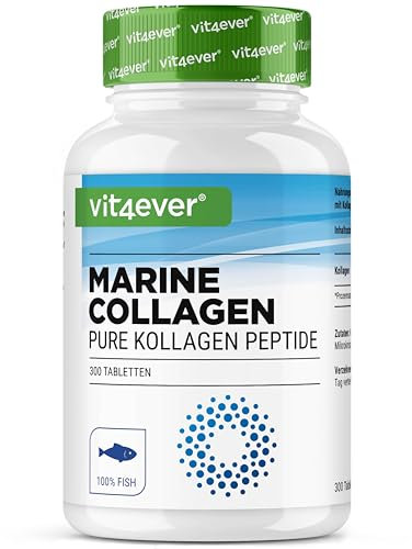 vit4ever Marine Kollagen - 300 Tabletten - 3000 mg pro Tagesportion - Premium: 100% Fisch Collagen Hydrolysat Peptide Typ 1 - Fish Collagen - Hochdosiert