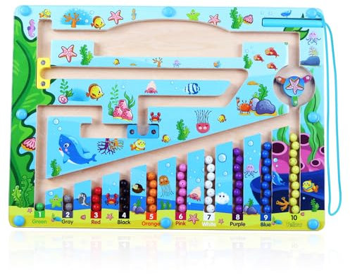 Montessori Spielzeug für 3 4 5 6 Jahre, Magnetische Labyrinth für 3 5 Jahre, Puzzle-Spiel Feinmotorik Spielzeug 4 6 Jahre, Ostern Weihnachten Geburtstag Geschenke für Kinder Jungen Mädchen 3-6 Jahre