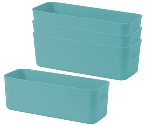 GmeDhc 4 Stück Verdickte Aufbewahrungsbox, Aufbewahrungskorb mit Griffen, Kunststoff Organizer Box, Ordnungsboxen, für Küche, Badezimmer, Küchenschrank, Kosmetik, Kinderzimmer, Büro - Hellgrün