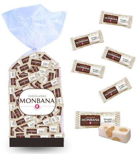 MONBANA | Sachet 60 Mini-Nougats emballés individuellement | A Offrir ou à déguster en toute intimité autour d'un café ou d'une boisson gourmande