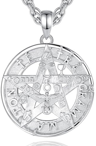 AEONSLOVE Collier Tetragrammaton Argent 925 Homme Femme Pendentif Tetragrammaton Argent Pentacle de Protection Bijoux Hébraïques Amulette Wiccan Porte-Bonheur
