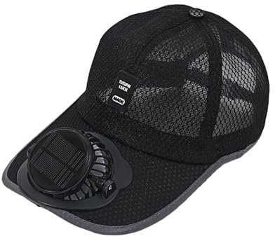 Baoblaze Sun Visor Hats with Fan Summer Breathable Sun Hat for Running Travel Backpacking, black