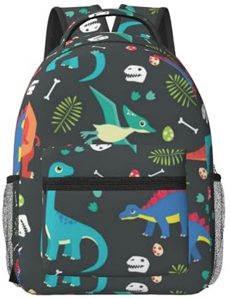 ESASAM Bequemer Rucksack mit Cartoon-Dinosaurier-Motiv, bequem und wasserdicht, langlebig, Schwarz , One size