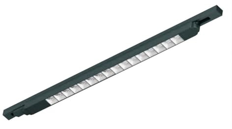 Lineare LED-Schienenleuchte mit 4 Wegen, 55 W, mit Samsung-Technologie, Maße: 928 mm, 3000 K, Winkel 25 x 90 °, 230 V. Schwarzes Finish, perfekt für eine elegante und effiziente Beleuchtung.