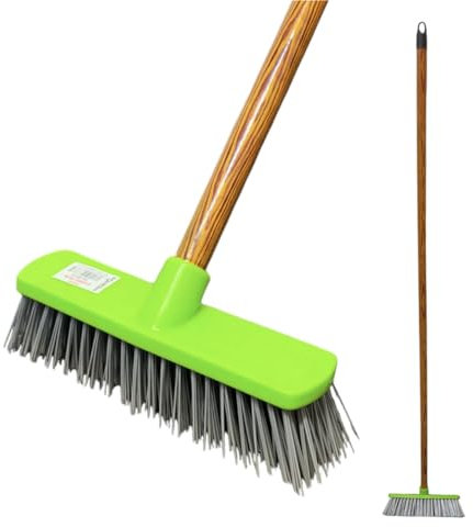 NEW Yard STIFF Bristle Broom Sweeping Brush - Perfect For Cleaning Gardens, Yards, and Driveways Carpets Garage 28cm Wide