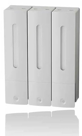 Ezweiji Seifenspender Wandbefestigung Seifenspender Manueller für Duschgel Shampoo Conditioner Flüssigseife, Seifenspender Ohne Bohren 400ml mit Klaren Fenster (Neu Weiß 3 Cups)