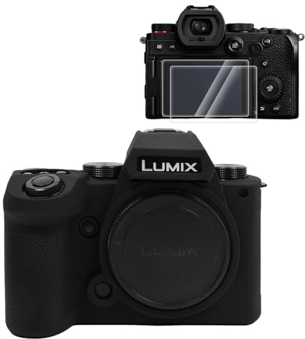 Rieibi Silicone Case for Panasonic Lumix DC-S5II /Panasonic Lumix DC-S5IIX Camera Case with 2PCS Screen Protector,Lightweight Camera Case for Panasonic Lumix S5 II X/Panasonic Lumix S5 II Case