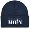 Mütze Beanie Moin Leuchtturm Wintermütze Statement Spruch Print Geschenk Unisex Strickmütze für Herren & Damen - Navyblau