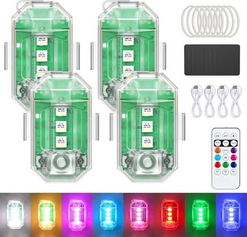 Kabellose Led Lichter Auto, 2 Stück Strobe Drone Light Auto Magnet Antikollisionslichter mit Fernbedienung, 8 Farben Hochhelle Blitzleuchte für Auto, Drohne, LKW, Motorrad, Fahrrad, Verkehrsunfälle