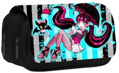 SYTTNUM Monster Federmäppchen, Anime Federmäppchen, Leinwand Mäppchen Kind Animation Federmäppchen Doppelter Reißverschluss Federmäppchen für Die Schule Home Office Supplies, Schüler