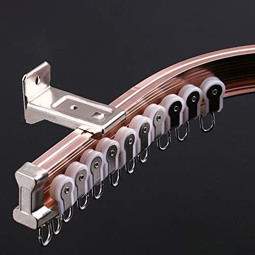 SaryEdge Flexible Vorhangschienen-Wandhalterung, gebogenes Raumteiler-Schienensystem mit Haken für Krankenhaus, abgehängte Decke, Dusche und Wandfenster(Roségold – 61 cm