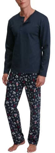 CALIDA Family & Friends Bündchen-Pyjama Herren | langer Schlafanzug, weiche Interlock-Qualität und angenehm wärmender Komfort