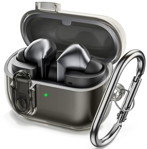 ORNARTO für Samsung Galaxy Buds 3 | 3 Pro Hülle, Transparente, Premium TPU Galaxy Earbuds 3 u. 3 Pro Case mit Karabiner, Schutzhülle Samsung Buds 3, 3Pro - Clear Schwarz
