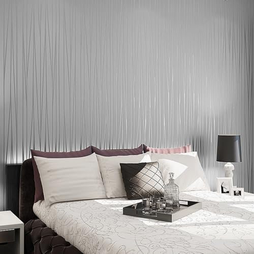 Trafagala Light Gray Wallpaper Geometric Striped Embossed Wallpaper Minimalist Textured Wallpaper for Bedroom Adults Girls Living Room Hallway and Stairs Wall Paper Roll