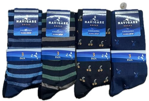 Generico Navigare 12 Paia di Calze Lunghe da Uomo in Filo di Scozia Taglia Unica