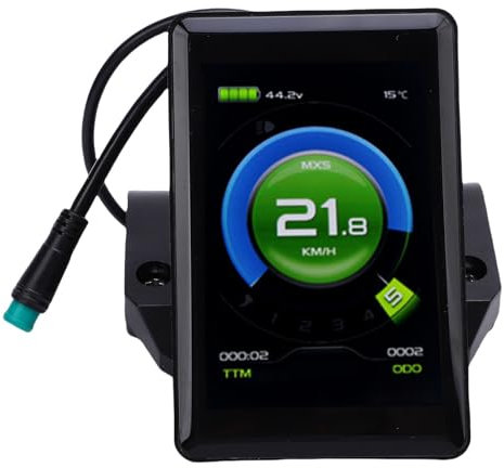 POENVFPO Mountain Bike Electric LCD Display Messgeräte Bedienfeld-Bildschirm TF-02s mit Genauem Display für Geschwindigkeit und Kilometerleistung, Wasserfestes Grenzfläche, ABS-Material