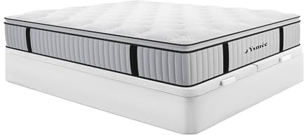 Vente-unique - Set 180 x 200 cm Boxspringbett weiß + Matratze Taschenfederkernmatratze mit integriertem Topper 28 cm – American Dream von YSMÉE
