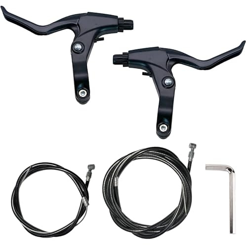 Ltsbaed 2 Stück Bremshebel aus Aluminiumlegierung, Bremshebel Fahrrad, 2 vordere und hintere Bremskabel, Kinderfahrrad Bremsgriff, Für Mountainbikes, Rennräder und Rennwagen (Schwarz)