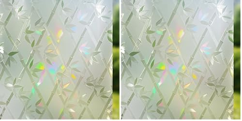 Fensterfolie Blickdicht von Außen [45x200 cm] Selbsthaftend & Sonnenschutz - Breite Milchglasfolie ohne Klebstoff - Sichtschutzfolie für Privatsphäre Zuhause/Büro - Montagehilfe inklusive