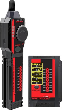 Fortschrittlicher Kabelfinder mit Sonde für Wand/Deckenleitungen, RJ45-Inspektion und Kabeltester für Alarm bei niedrigem Batteriestand mit LED Anzeigen