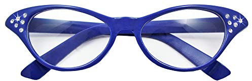 Das Kostümland - Fifties Cat Eye Brille Diamond - Blau - Zubehör 50er 60er Jahre Party Kostüm