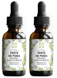 Fleur de Bach Perte de poids. Lot de 2 -Mélange efficace et naturel. En corrigeant vos pulsions, elles sont une belle aide pour retrouver un Poids de Forme.Flacon de 30 MLLot de 2