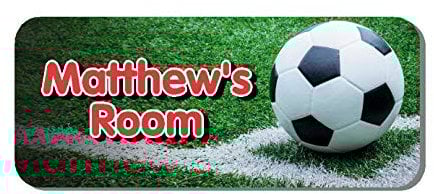 Football Door Plaque Red - Soccer Personalised Childrens Bedroom Sign Gift (SS30038)