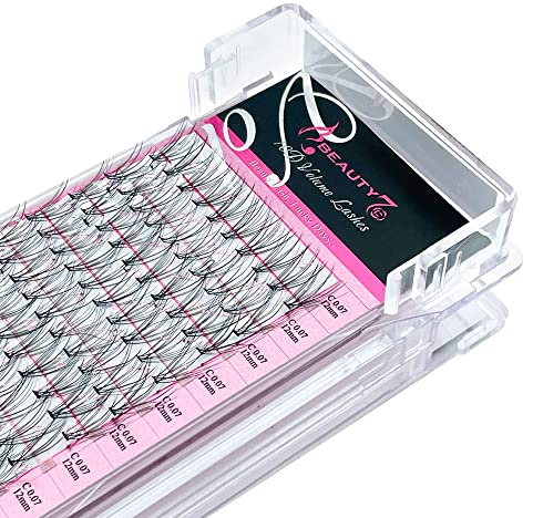 Beauty7-3 Packungen 10D Wimpernbüschel Volume Lashes Einzelwimpern C-Curl Wimpernverlängerung 0.07mm Stärke 100 Büschel pro Packung - Länge 12mm