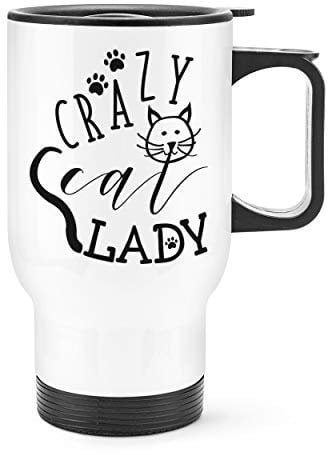 Crazy Cat Lady Paws Travel Mug Cup with Handle