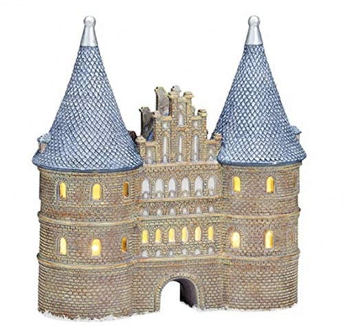 Tipigra Lübeck Holsten-Tor Modell Porzellan Figur Miniatur 22 cm Lichthaus Serie Wurm