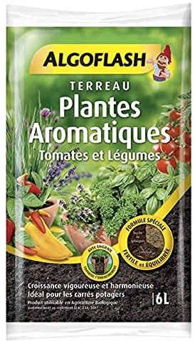 Algoflash Terreau Plantes Aromatiques Tomates et Légumes avec Engrais 6L (Lot de 2 Soit 12L