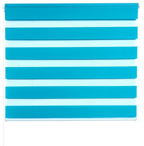 Laneetal Doppelrollo ohne Bohren Klemmfix, Duo Rollo Seitenzugrollo mit Klämmträgern, Sicht und Sonnenschutz für Fenster Tür Wand, lichtdurchlässig u. Verdunkelnd (Türkis, 90 x 150 cm)