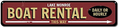 Panneau personnalisé pour location de bateaux avec flèche quotidienne ou horaire de lac Panneau de rue/métro 4 x 16 pouces