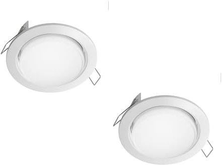 ledscom.de 2 Stück LED Einbaustrahler Zobe flach GX53 weiß rund, 541lm warmweiß 3-Stufen Dimmen ohne Dimmer, 107mm Ø Lochkreis 90mm Ø
